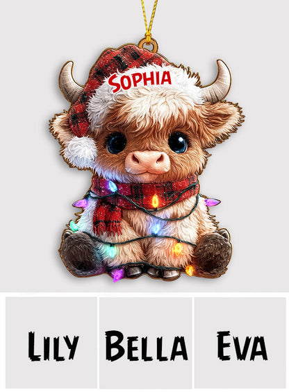 Christmas Highland Cow - Personalized Highland Cow Ornament