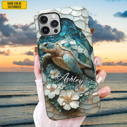 Personalized Turtle Ocean Flower Phone Case