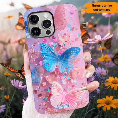 Personalized Butterfly Glitter Phone Case