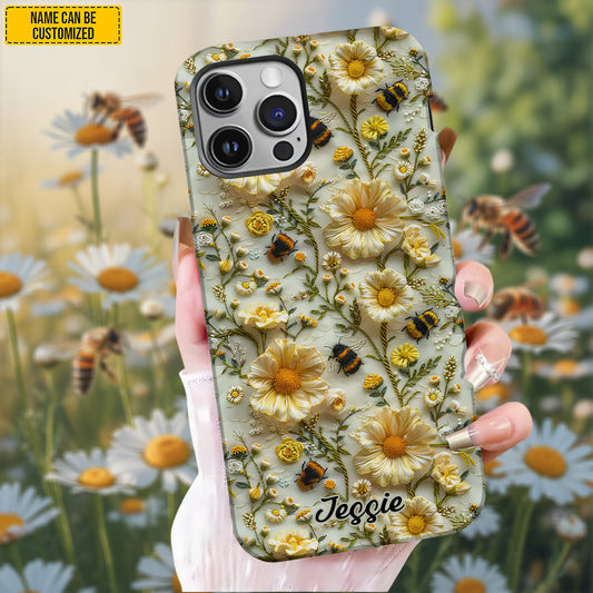 Bee & Flowers - Personalized Phone Case