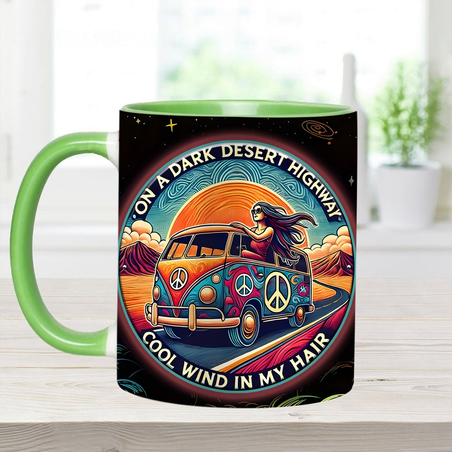 On a Dark Desert Highway - Personalized Accent Mug