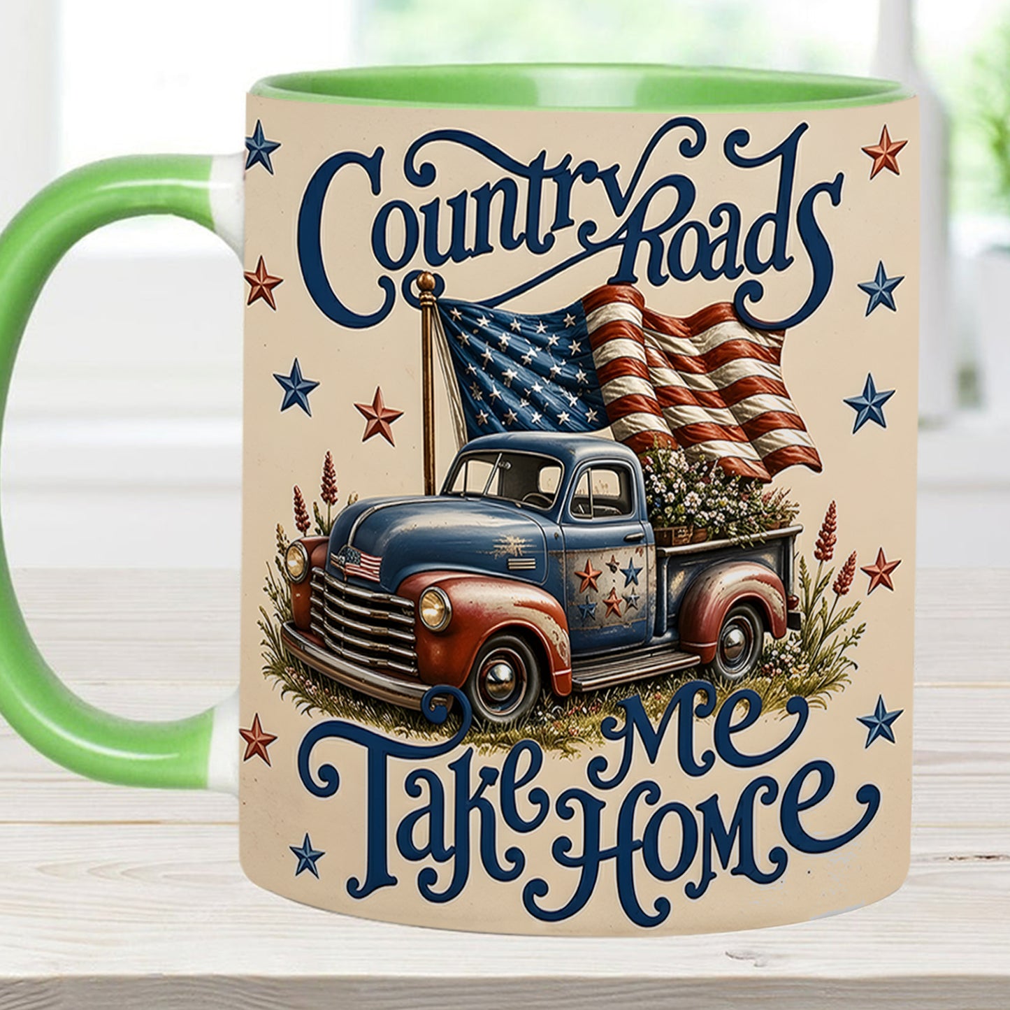 Country Roads Take Me Home – Patriotic Vintage Truck Accent Mug