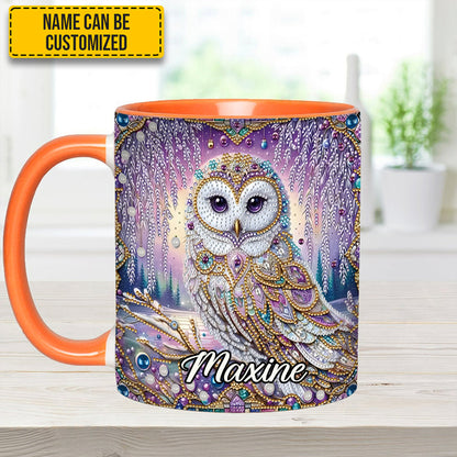Crystal Diamond - Personalized Owl Accent Mug