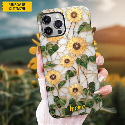 Sunflower Stained Glass - Personalized Phone Case