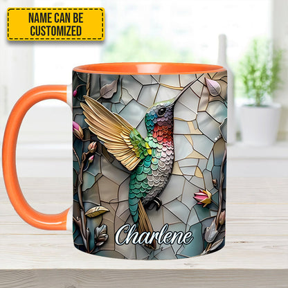 Artistic Hummingbird - Personalized Hummingbird Accent Mug