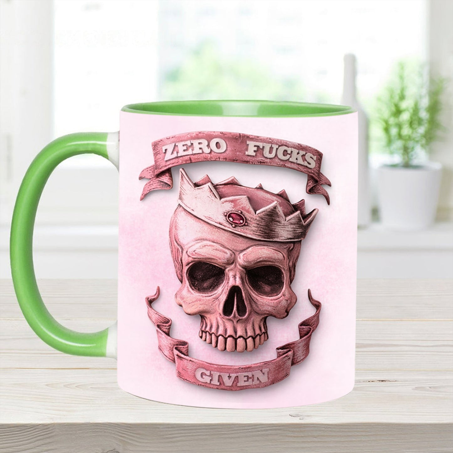 Funny Skull Woman Accent Mug, Perfect Gift Mug