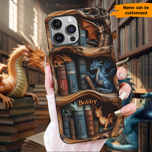 Personalized Dragon & Bookshelf Phone Case