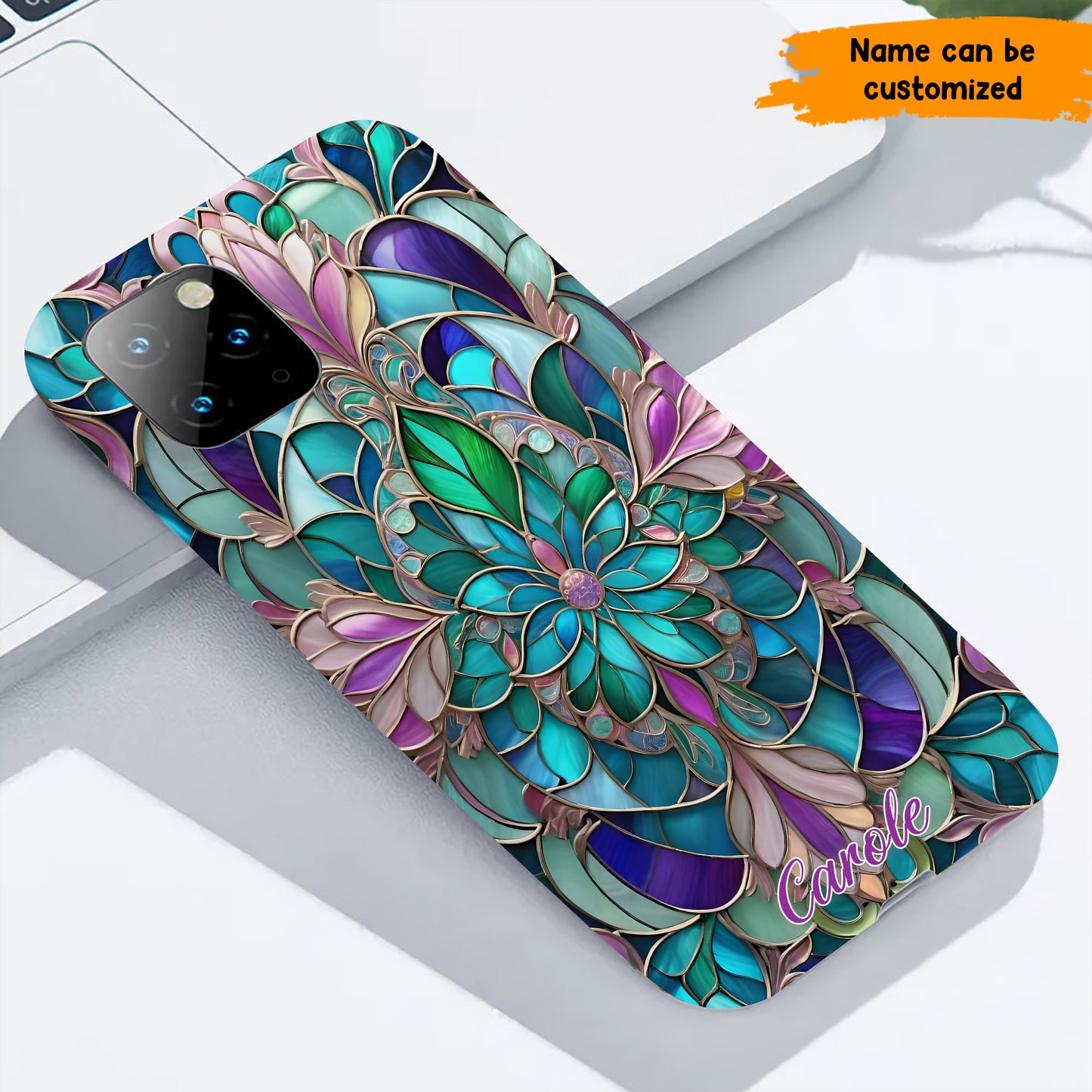 Personalized Stained Glass Mandala Phone Case