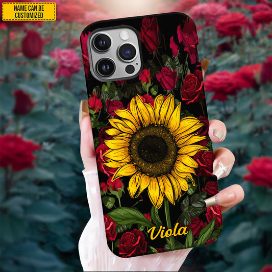 Personalized Sunflower & Rose Phone Case
