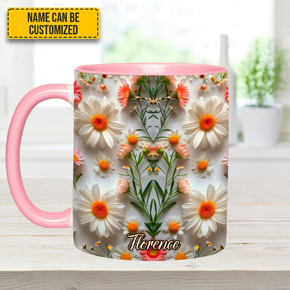 Daisy Flower Accent Mug - Personalized Accent Mug