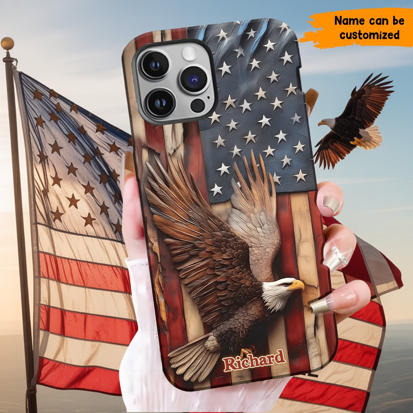 American Spirit – Personalized Eagle & Flag Phone Case