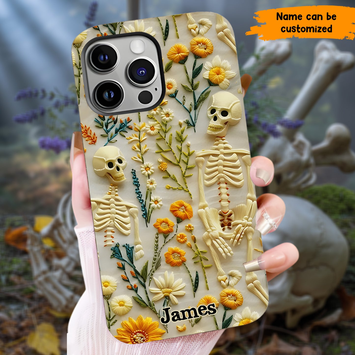 Personalized Skeleton Flower Phone Case