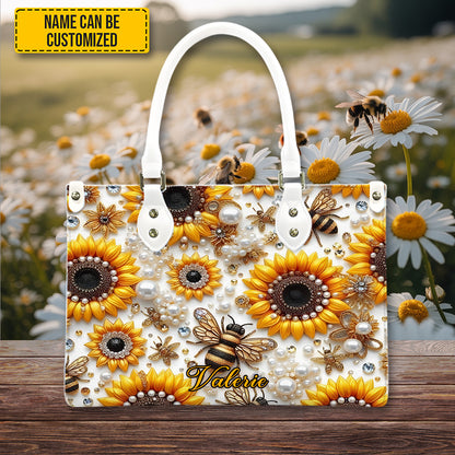 Sunflower & Bee  - Personalized Leather Handbag