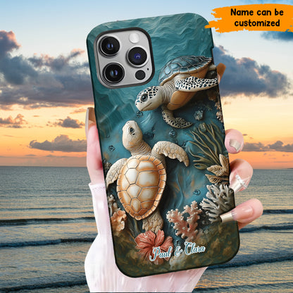 Personalized Couple Turtles Love Phone Case