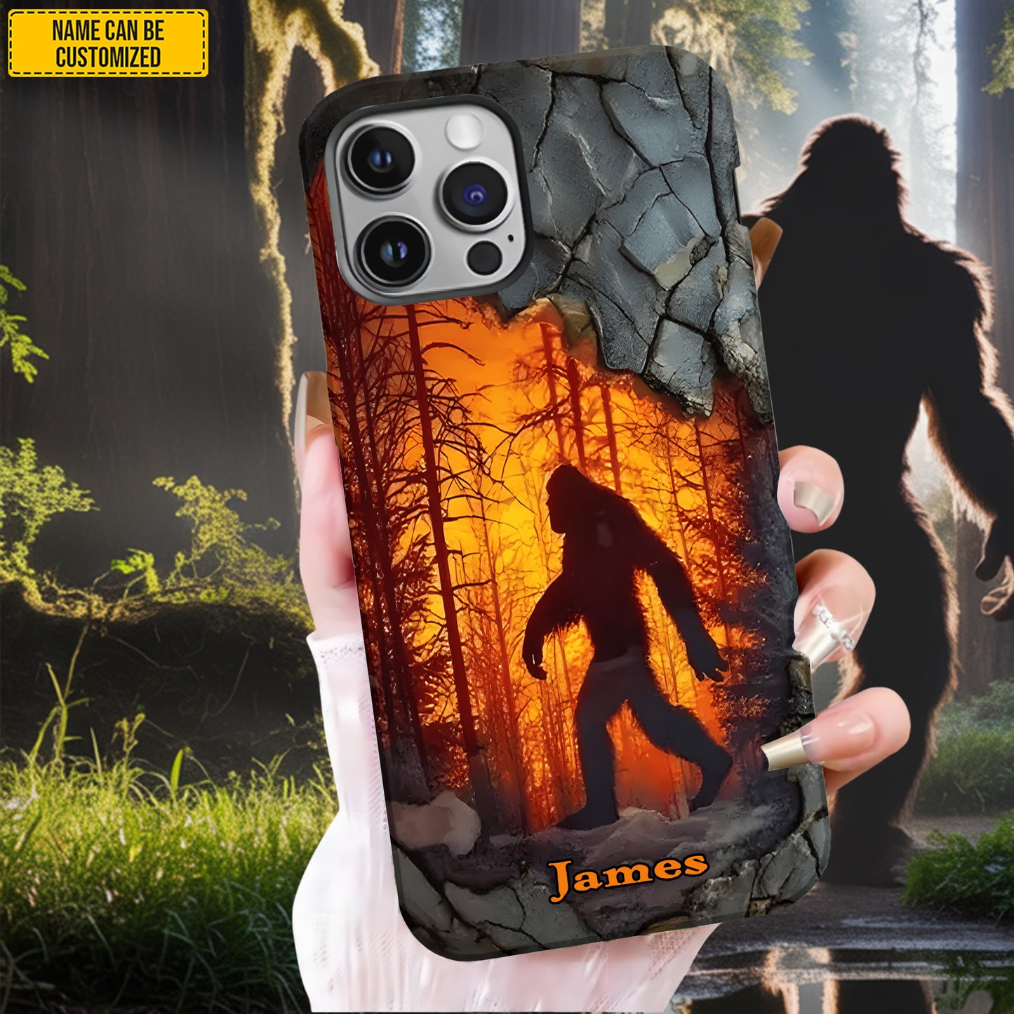 Bigfoot Forest Fire - Personalized Bigfoot Forest Fire Phone Case