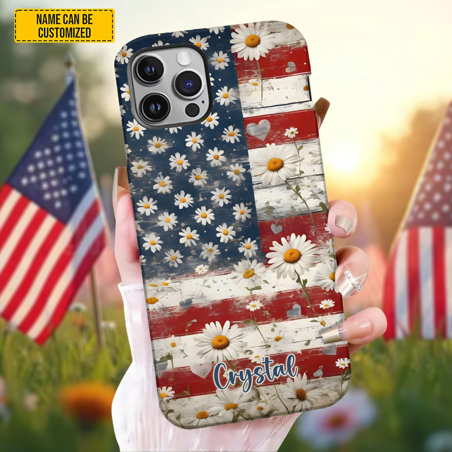 Personalized Flowers Patriotic Phone Case