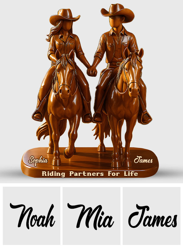 Riding Partners For Life - Personalized Couple Custom Shaped Acrylic Plaque
