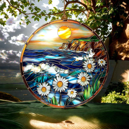 Daisy Flowers Ocean Acrylic Window Hanging
