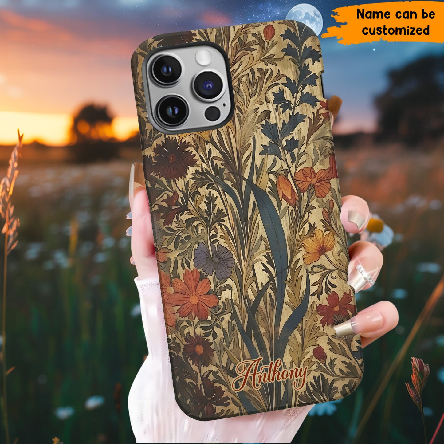 Dark Aesthetic Flower - Personalized Wildflower Phone Case