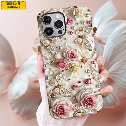 Flowers & Butterflies - Personalized Phone Case