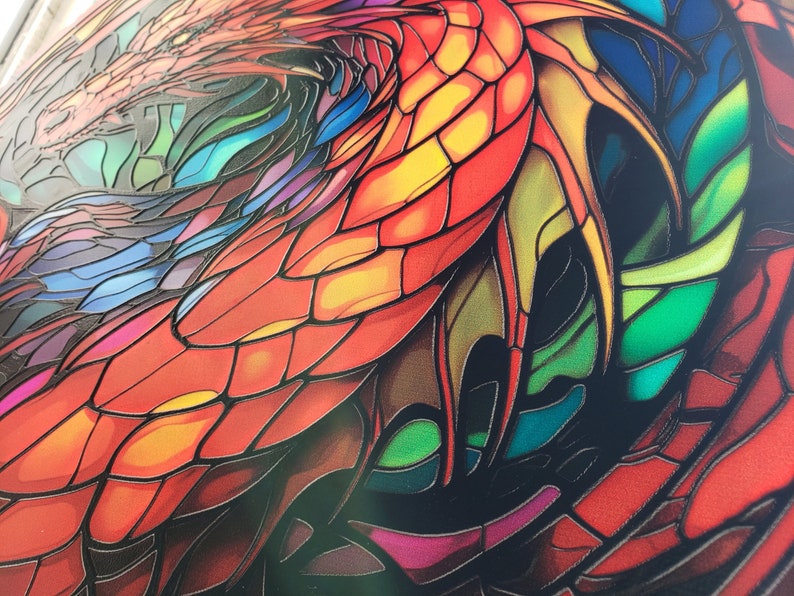 Rainbow Dragon Stained Glass Suncatcher