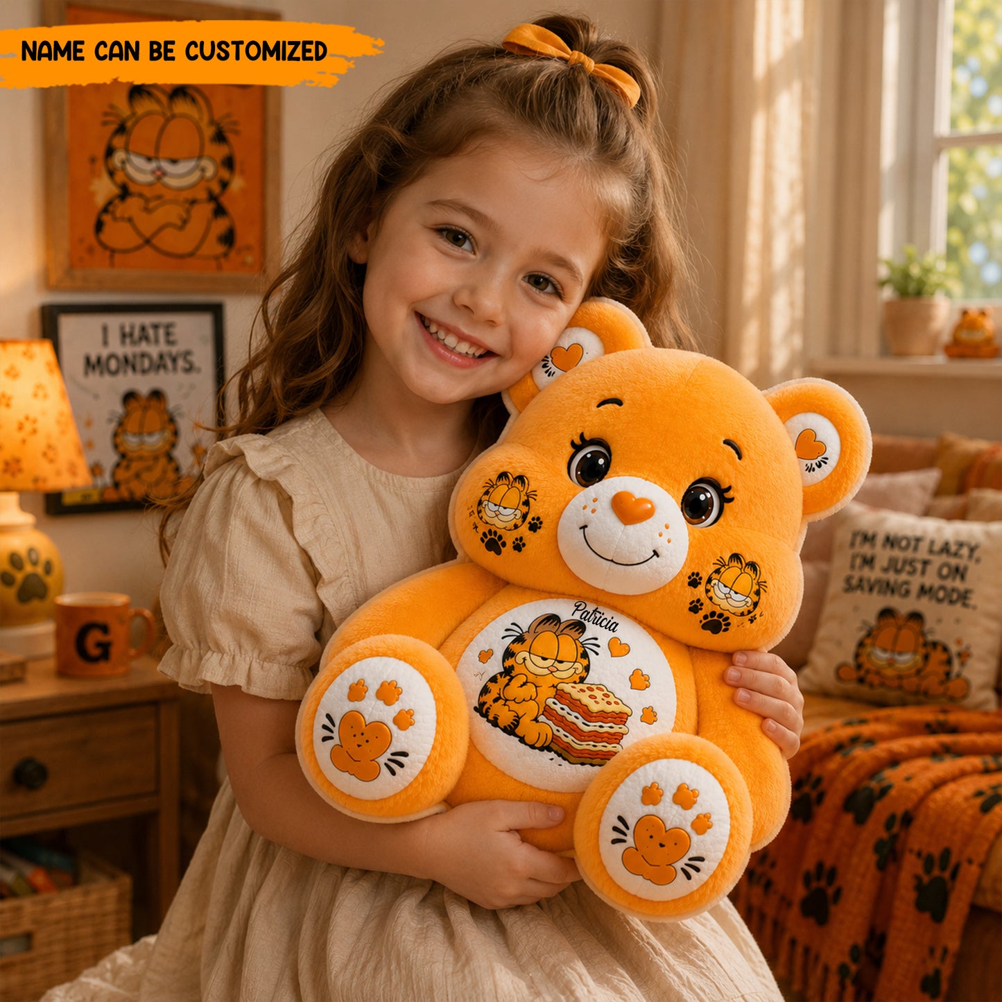 Personalized Cute Bear With Funny Cat Pillow