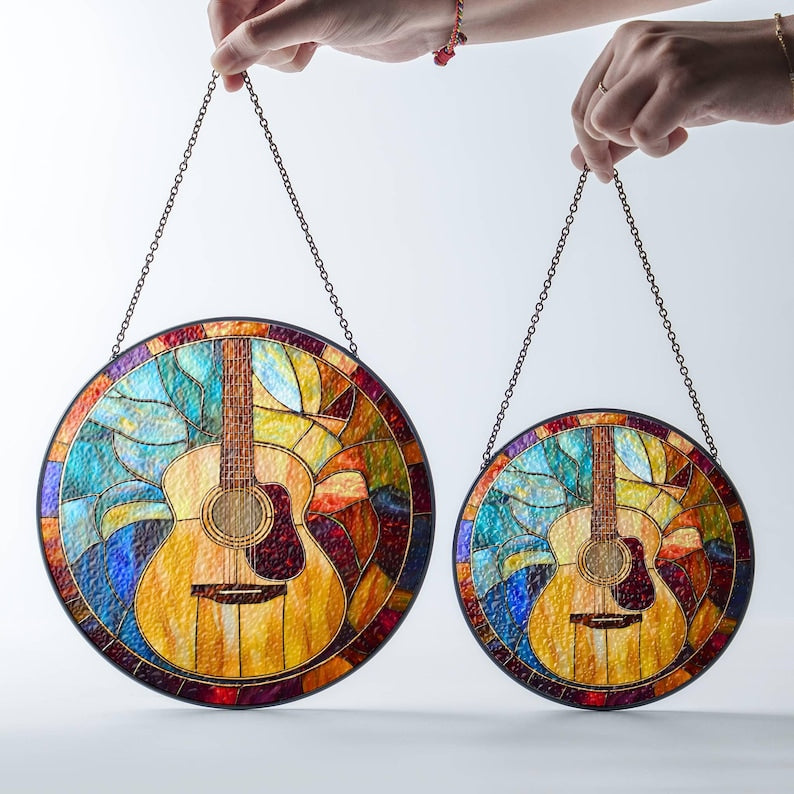 Guitar Stained Glass Suncatcher - Guitar Light Suncatcher