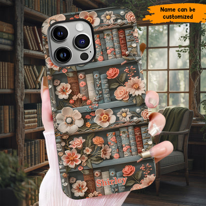Personalized Floral Bookshelf Phone Case
