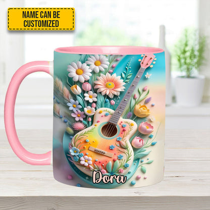 Guitar Floral - Personalized Guitar Accent Mug