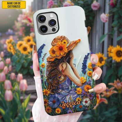 Personalized Hippie Flower Girl Phone Case
