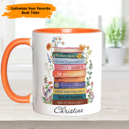 Book Lover’s Stack – Personalized Book Accent Mug