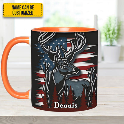 Deer USA Flag - Personalized Hunting Accent Mug