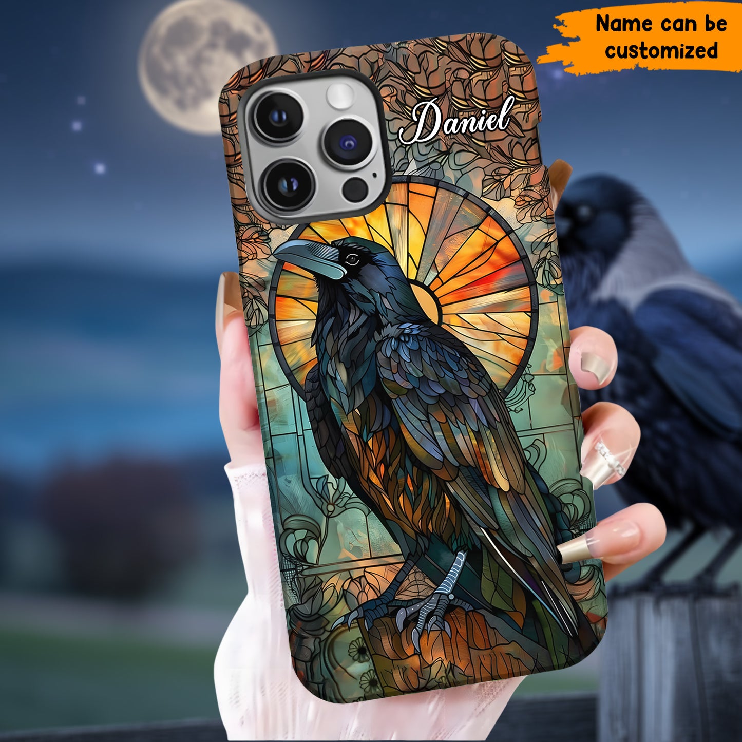 Stained Glass Raven - Personalized Raven Phone Case
