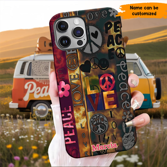 Peace & Love Vibes – Personalized Hippie Phone Case