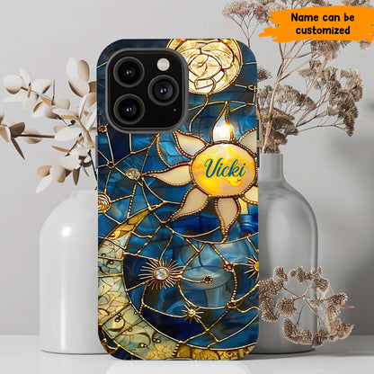 Personalized Celestial Dreams Phone Case – Stained Glass Style