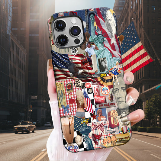 American Dream Collage – Retro Patriotic Phone Case