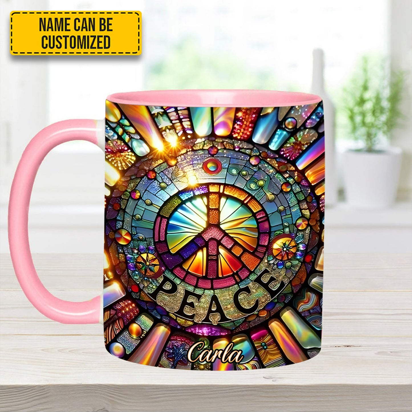 Personalized Peace Symbol Accent Mug