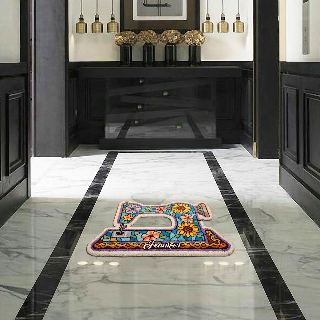 Sewing Machine - Personalized Sewing Shaped Doormat/ Rug