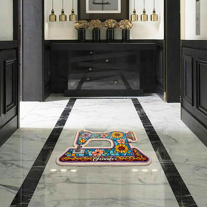 Sewing Machine - Personalized Sewing Shaped Doormat/ Rug