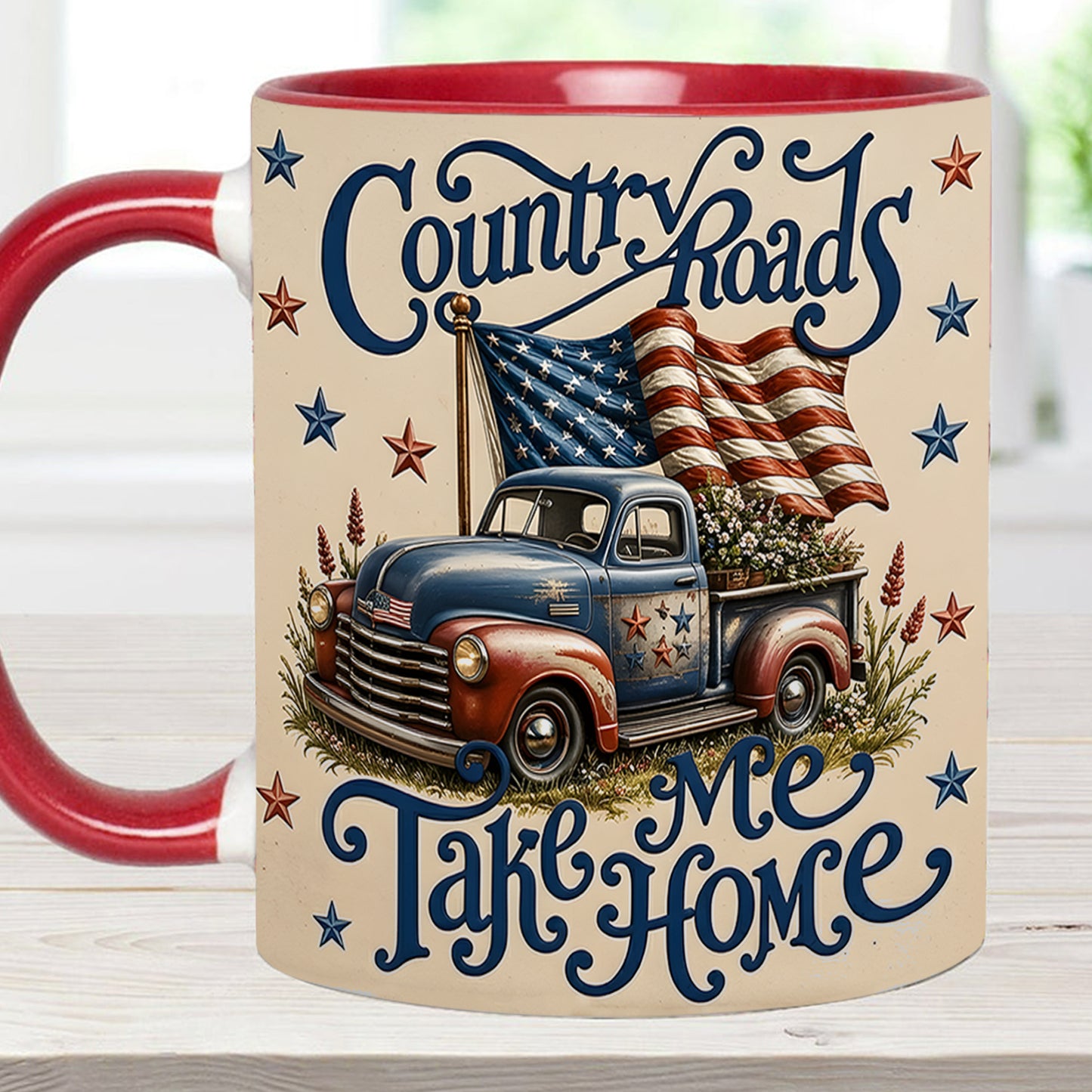 Country Roads Take Me Home – Patriotic Vintage Truck Accent Mug