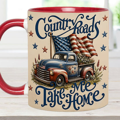 Country Roads Take Me Home – Patriotic Vintage Truck Accent Mug