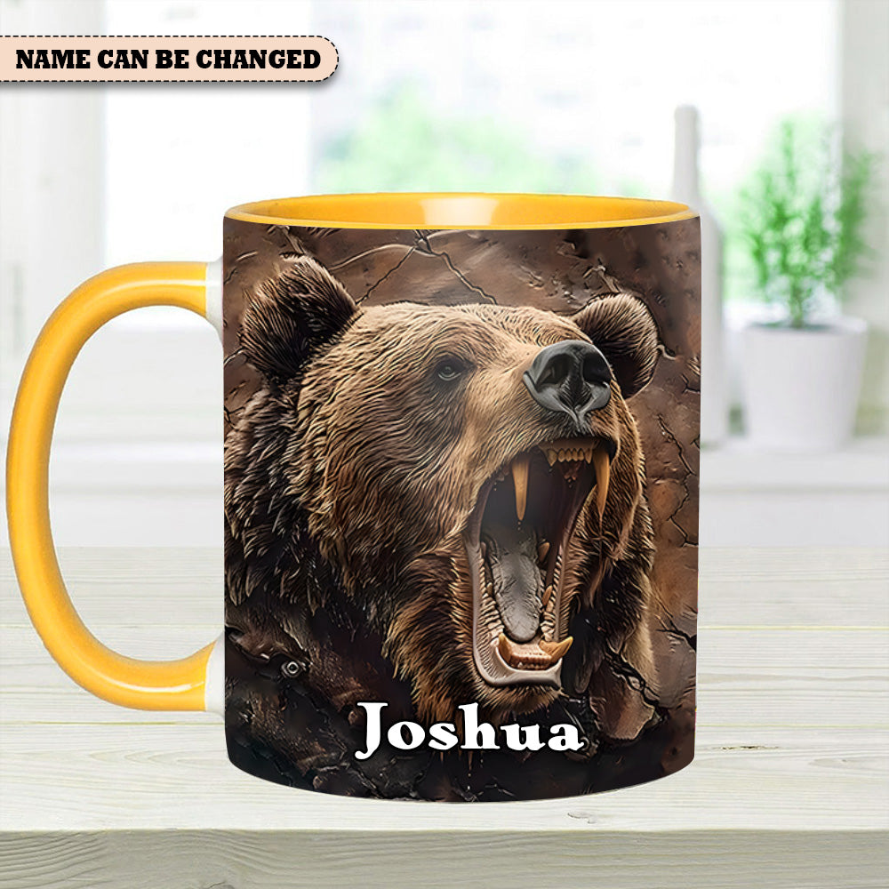 Personalized Grizzly Bear Accent Mug – The Perfect Rustic Gift for Men, Dads, and Nature Lovers.