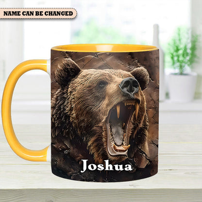 Personalized Grizzly Bear Accent Mug – The Perfect Rustic Gift for Men, Dads, and Nature Lovers.