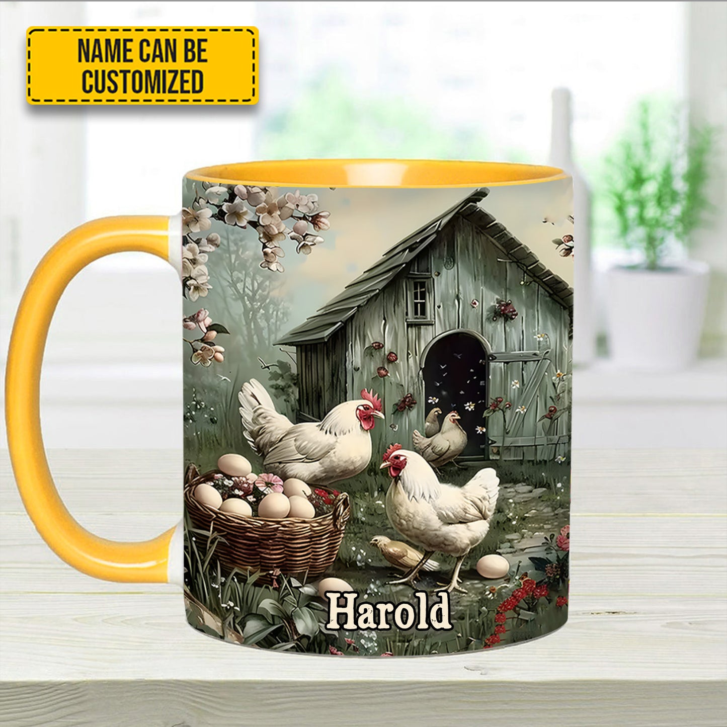 Farm Life – Personalized Chicken Accent Mug
