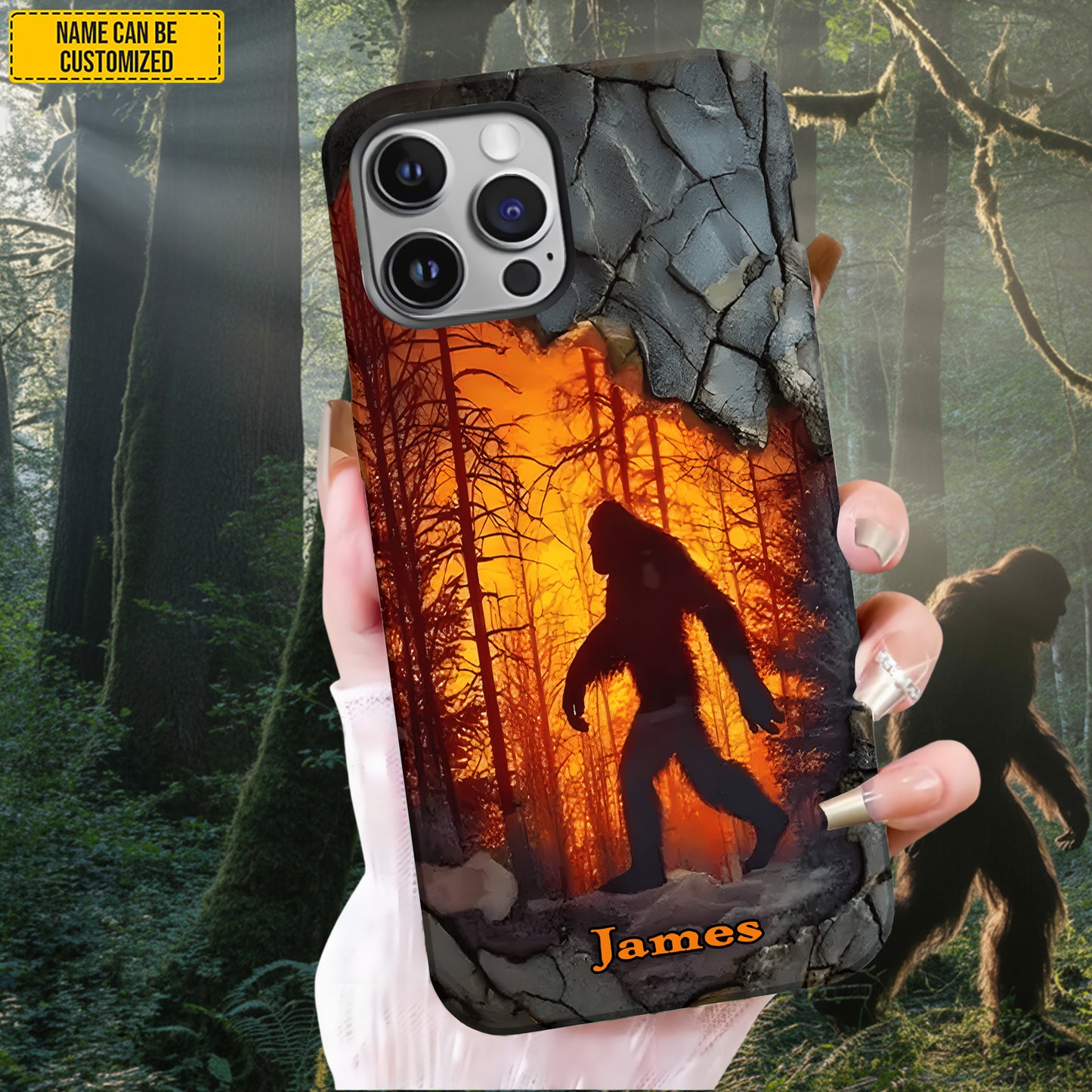 Bigfoot Forest Fire - Personalized Bigfoot Forest Fire Phone Case