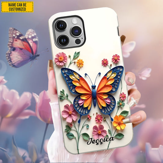 Personalized Butterfly & Floral Phone Case