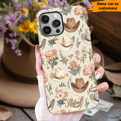 Cowgirl Hat Flowers - Personalized Phone Case