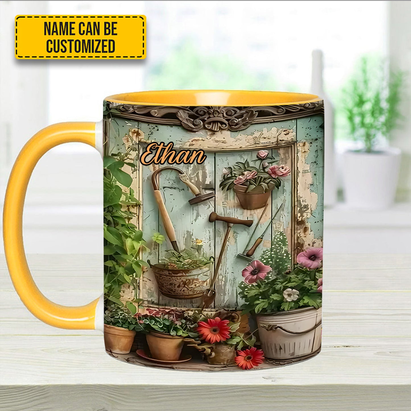 Garden Tools And Flowers - Personalized Gardening Accent Mug