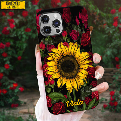 Personalized Sunflower & Rose Phone Case