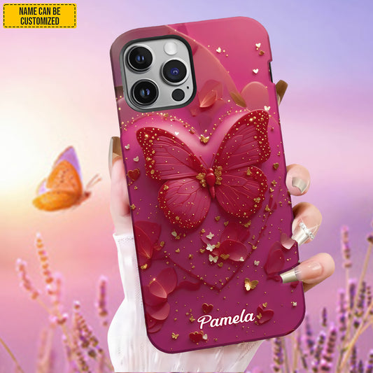 Personalized Pink Butterfly Phone Case